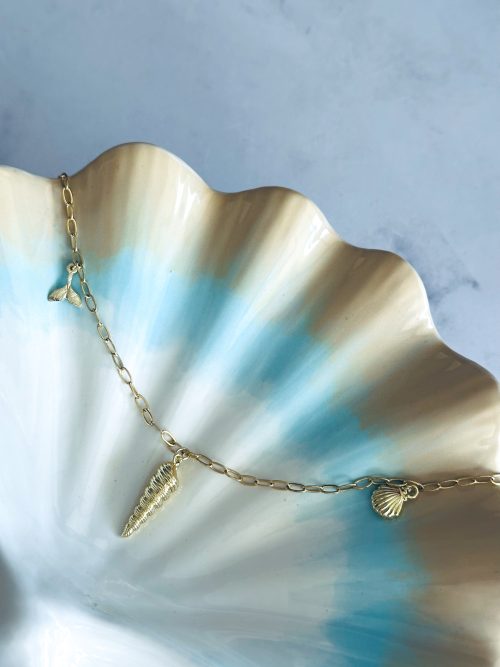 Collar doble shell cola de ballena gold