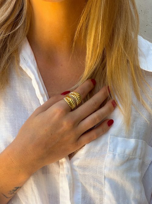 Anillo doble gold text