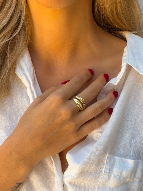 Anillo doble text. gold