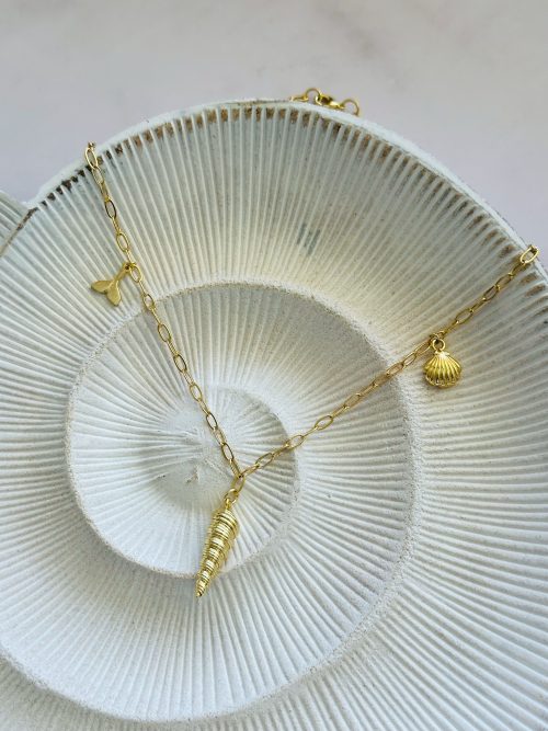 Collar doble shell cola de ballena gold