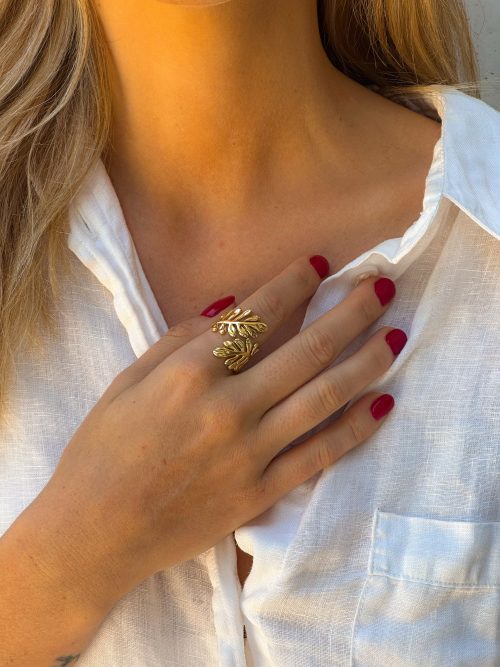 Anillo hojas gold