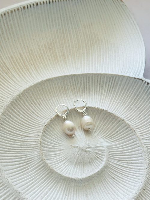 Argollas plateadas perla rio