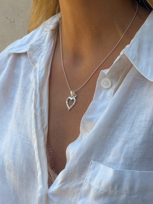 Collar corazón mini circón pl