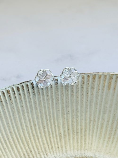 Aros flor perla pl II