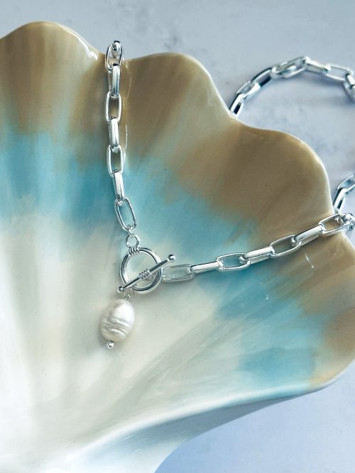 Collar eslabones perla pl