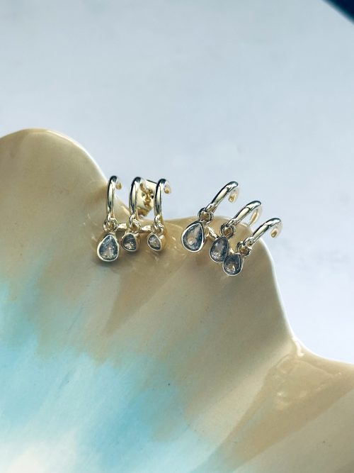 Aros triple circón gold