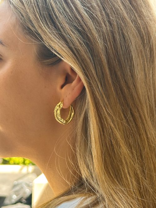 Argollas ovaladas text gold