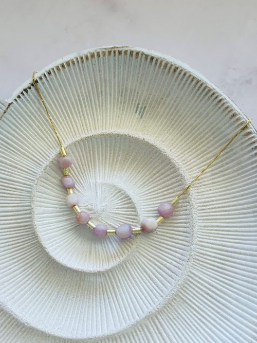 Collar piedra kunzita gold