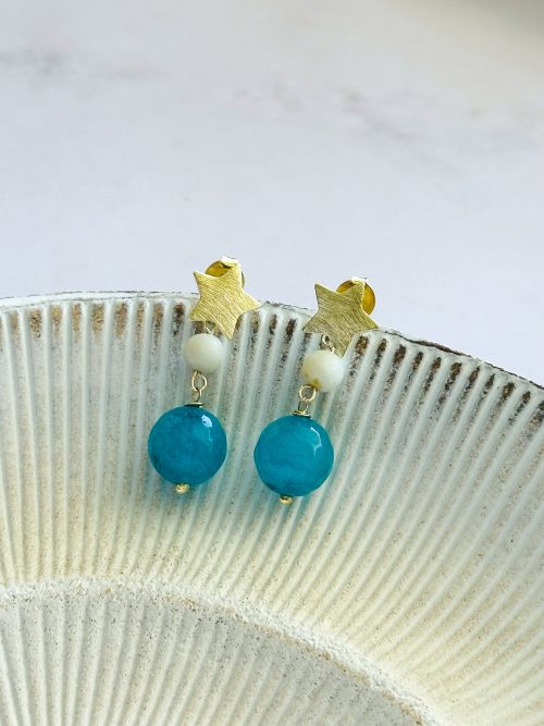 Aros estrella ágata gold