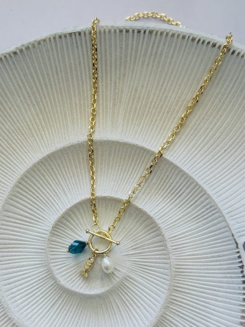 Collar timón perla fish cristal