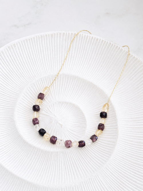 Collar piedra jade y citrino gold
