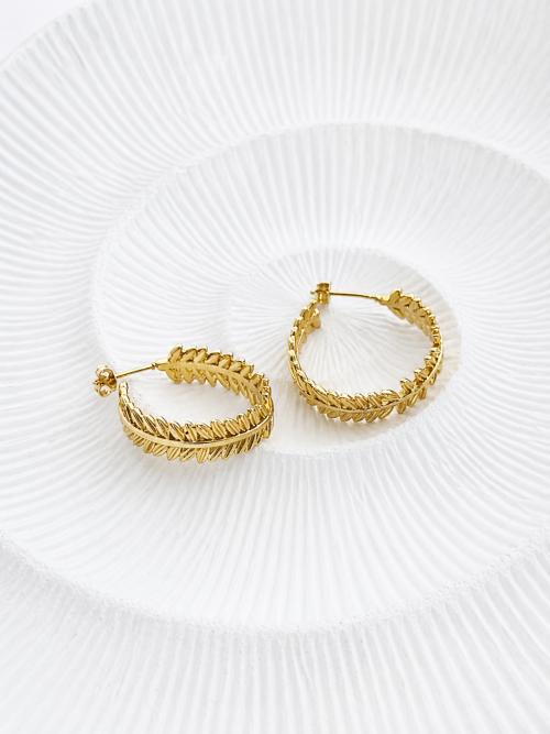 Semi argollas hojas gold