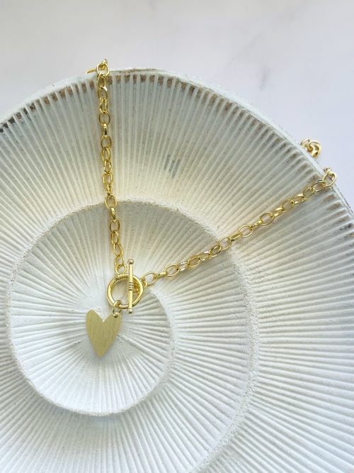 Collar corazón timón gold