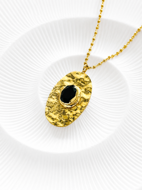 Collar medallón ónix gold