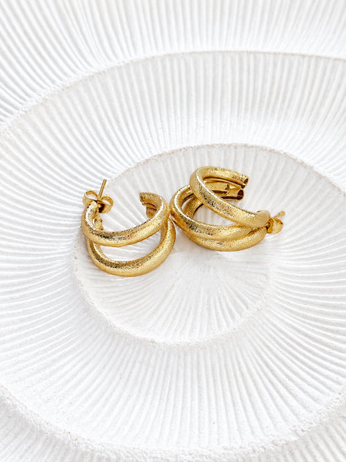 Argollas triple mate gold