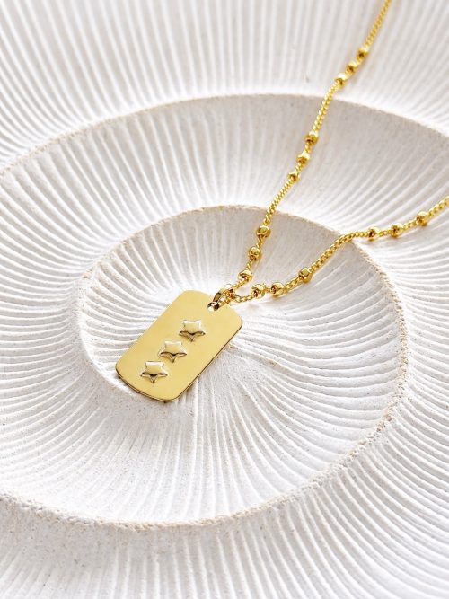 Collar placa med.3 estrellas gold
