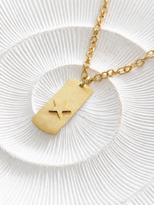 Collar placa estrella gold